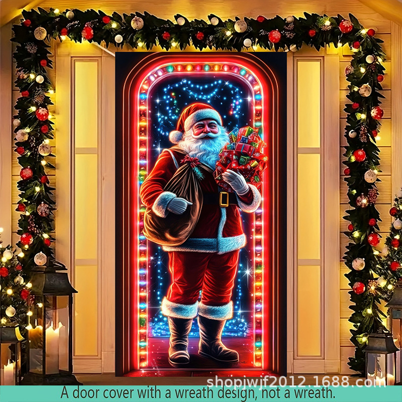 TEM Amazon transfronterizo nueva decoración de la cubierta de la puerta de Navidad rojo Santa Claus regalo cubierta de la puerta ambiente festivo fiesta