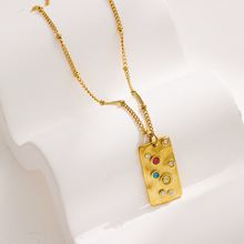 欧美INS风网红同款锁骨链电镀18k金毛衣链金色钛钢吊坠项链不掉色