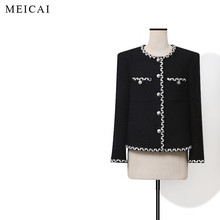 美裁 新品【黑月光】限量面料 纯手工编织经典花呢小香外套