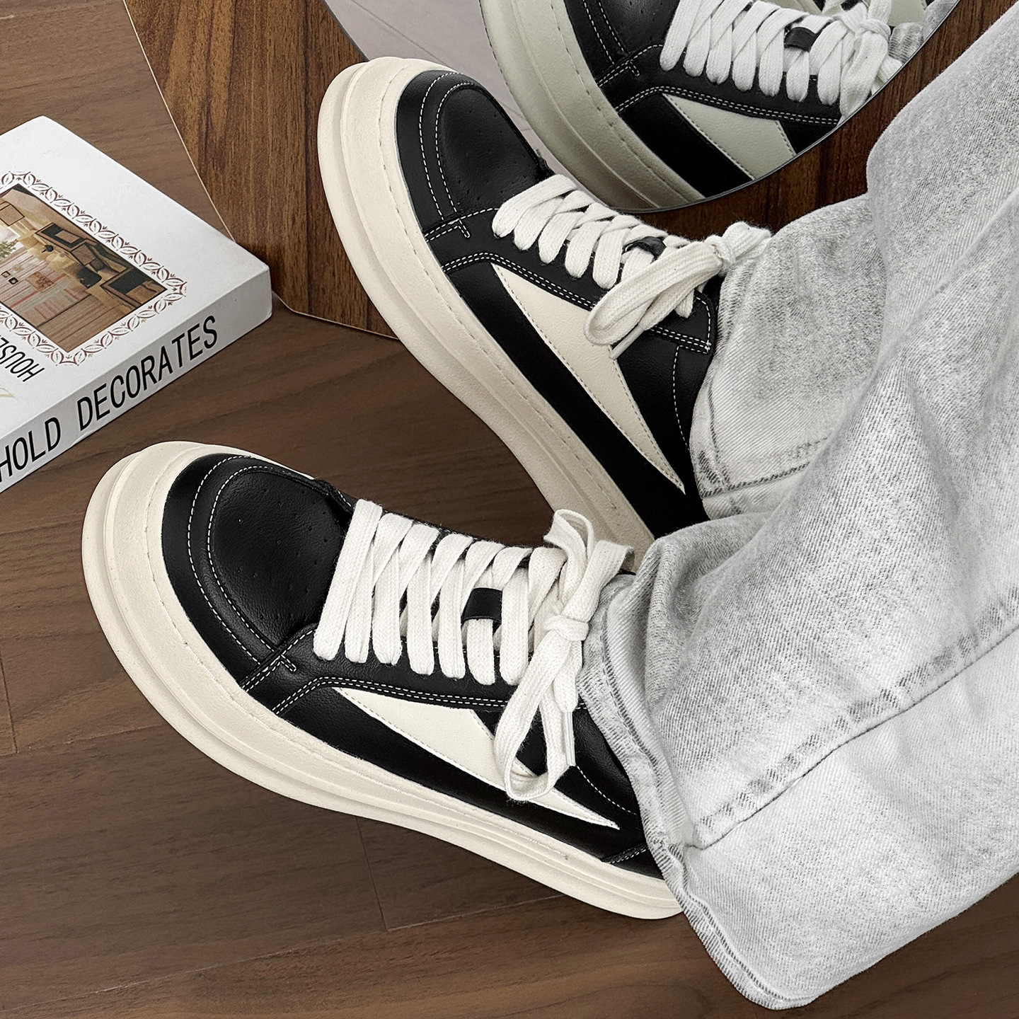 Chaussures décontractées de style triangle inversé, polyvalentes, style skate, sport, américaines, streetwear, plateforme, rétro, pour hommes_voghion.com