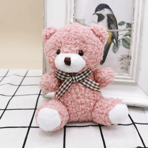 Cute sitting mini bear doll teddy bear doll plush toy keychain car decoration school bag small pendant
