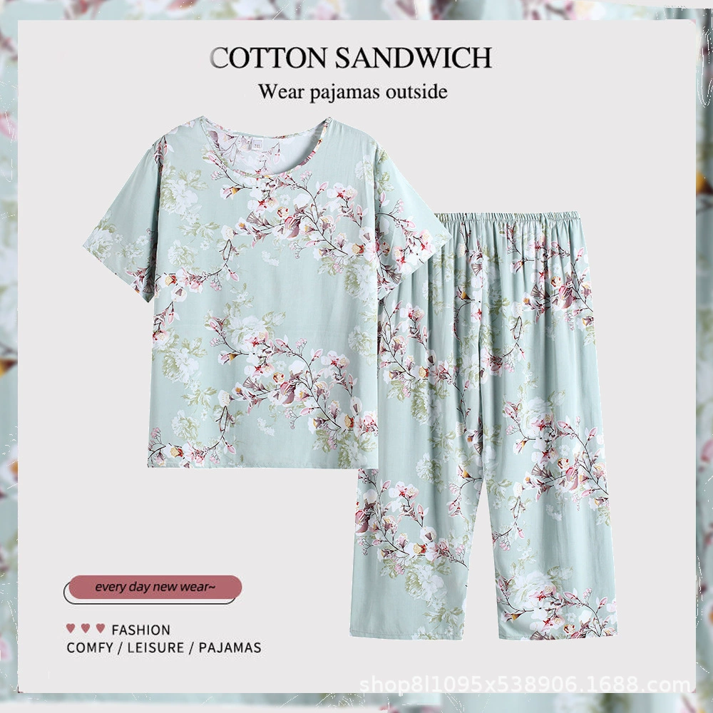 Средний и пожилой костюм женский летний новый дышащий может носить домашнюю одежду