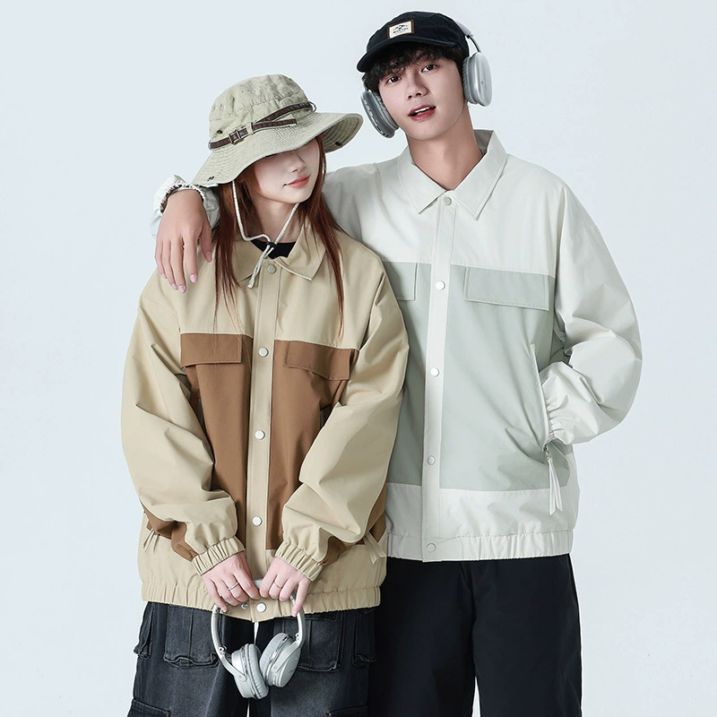 Мужская рабочая куртка 2024 осень новая модная брендовая свободная куртка с лацканами стильная комбинированная повседневная куртка