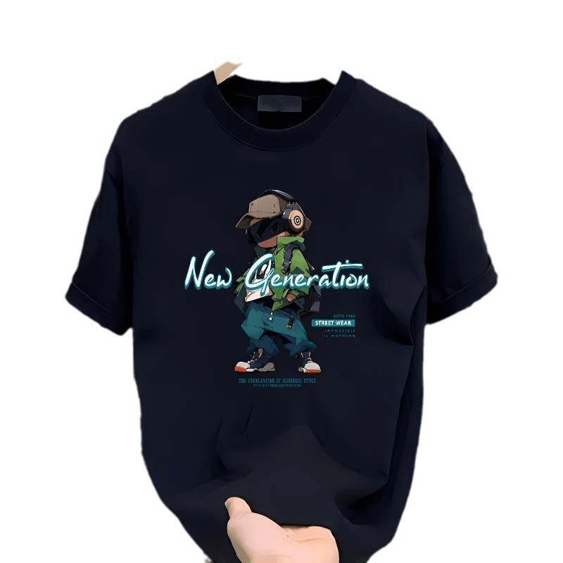 T-shirt d'été à manches courtes et col rond pour homme, style rétro américain_voghion.com