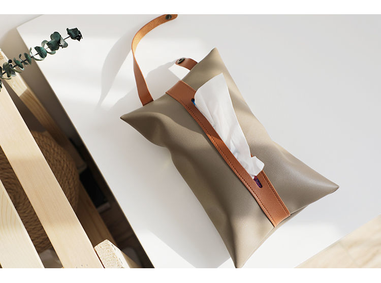 Creative Hanging High-End Car Tissue Bag In-Car Leather Tissue Box Bathroom Toilet Wall-Mounted Tissue Bag