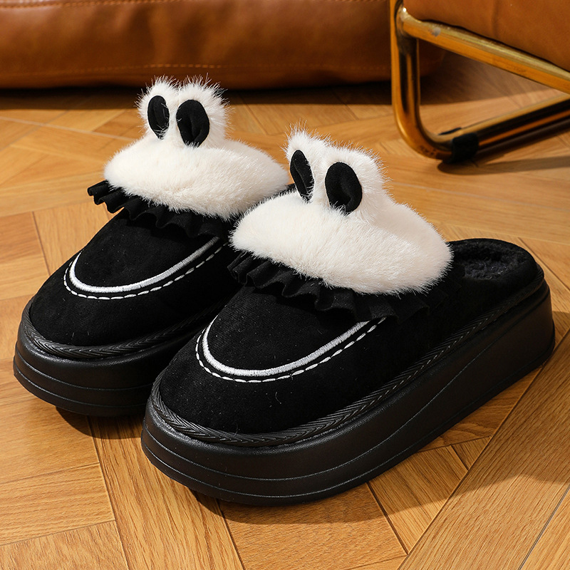 thumbnail image 1 of Zapatos de algodón antideslizantes para mujer, zapatillas de algodón de suela gruesa con dibujos animados, a la moda y versátiles, novedad de 2024, 1 of 5