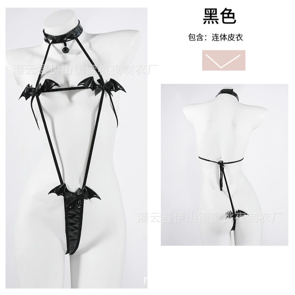 Separate black leather jumpsuit