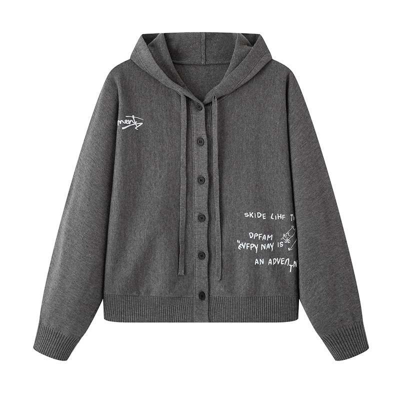 2025年秋季新款印花连帽开衫外套宽松显瘦针织衫女4G8232901