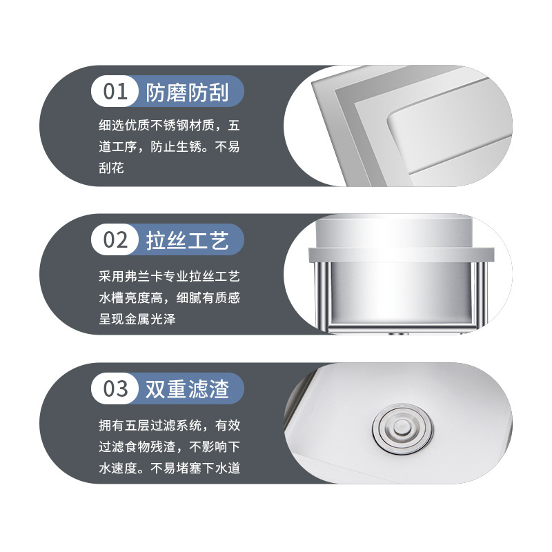 Fregadero de Acero Inoxidable, Fregadero Comercial para Cocina, Lavabo, Lavavajillas, Fregadero Individual/Doble/Triple para Guardería, Uso Comercial Multiusos
