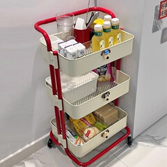 小推车置物架全碳钢可移动落地多层收纳架客厅宿舍零食收纳车批发