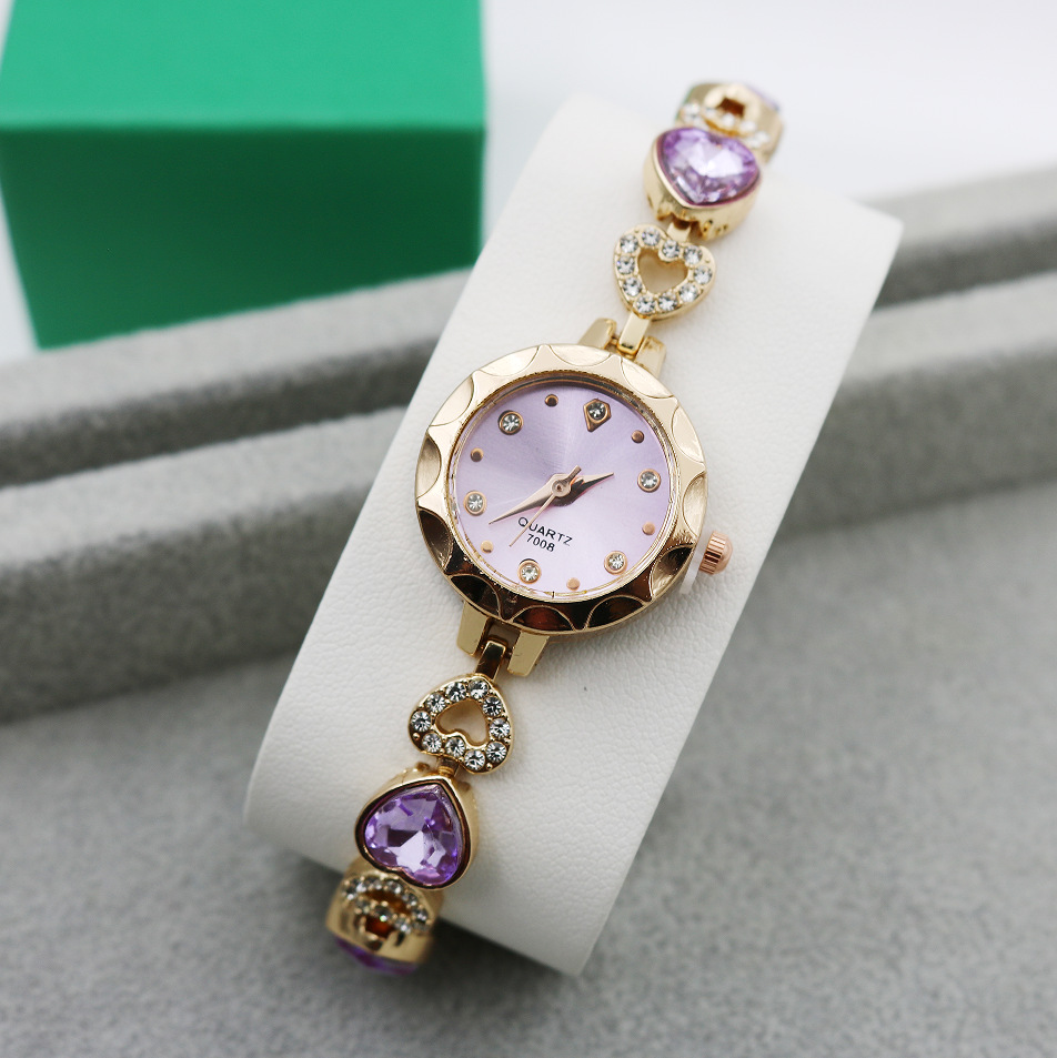 Casual Shiny Stainless Steel Jewelry Buckle Heart Shape Quartz display picture 6