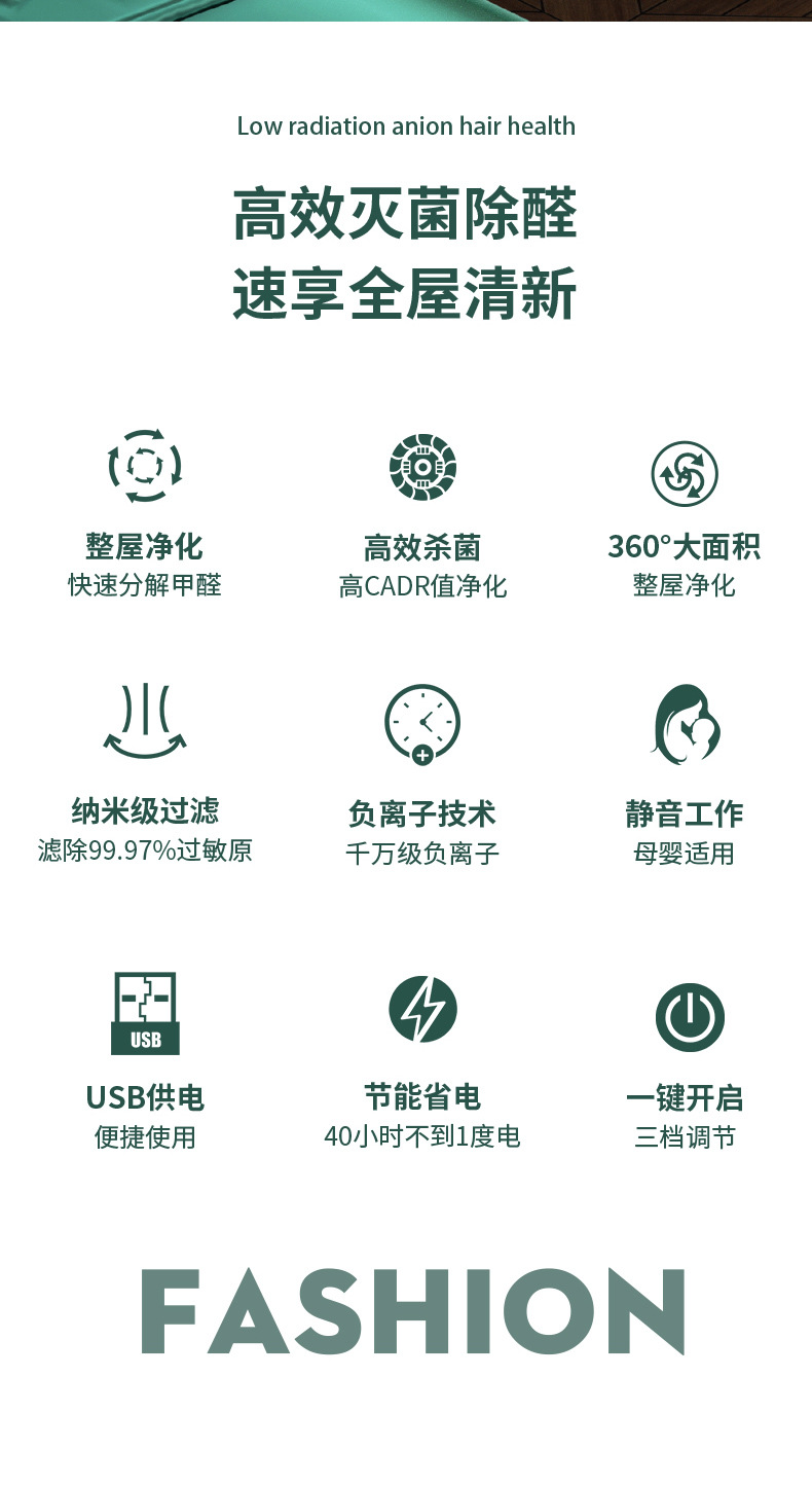 Car Air Purifier New Car Interior Wireless Car Air Purifier Removes Formaldehyde, Removes Smoke and Eliminates Odors