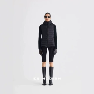 ES MODISH 冬季新品休闲连帽无袖收腰马甲羽绒服轻便白鸭绒羽绒女