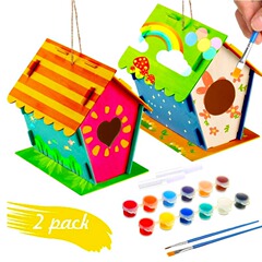 アマゾン木製diy鳥の巣子供の組み合わせ鳥屋絵画塗装鳥舎籠木製芸術工芸キット