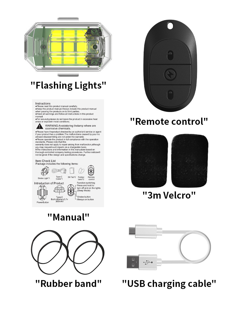 Flashing Lights, Aircraft Lights, Remote-Controlled Outdoor Lighting, Long-Lasting Waterproof Motorcycle and Car Anti-Collision Lights, Pilot Lights