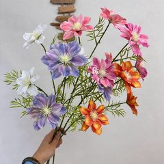 新款仿真花3D鐵線蓮黑種草假花家居裝飾野趣風婚禮插花酒店美陳