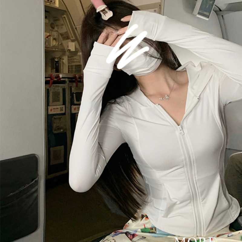 アイスシルク日焼け止め服 女性用 2025 スリムフィット スタンドカラー ヨガウェア 日焼け止め服セット 薄手ジャケット サイクリングウェア UPF50+|undefined