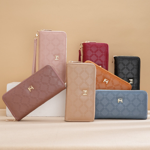 Women's wallet long double zipper wallet mobile phone bag student wallet large capacity clutch bag soft coin purse batch