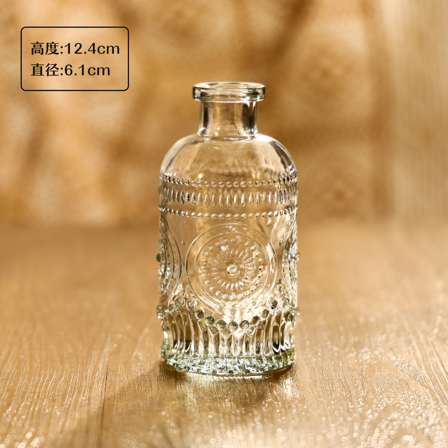 Vaso de vidrio retrógrado personalizado decoración suave de alta calidad pequeño jarrón de vidrio transparente botella de aroma decoración para el hogar