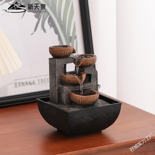 Xintianquan Automatic Flowing Water Ornaments Circulating Water Chinese Coffee Table Office Desktop Small Ornaments Living Room Home