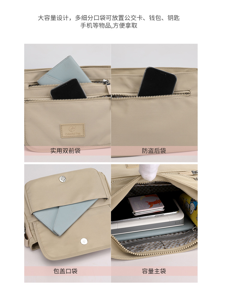 New trendy single-shoulder bag, waterproof nylon bag, multi-layer crossbody bag, Korean-style versatile backpack for foreign trade women in 2025 undefined