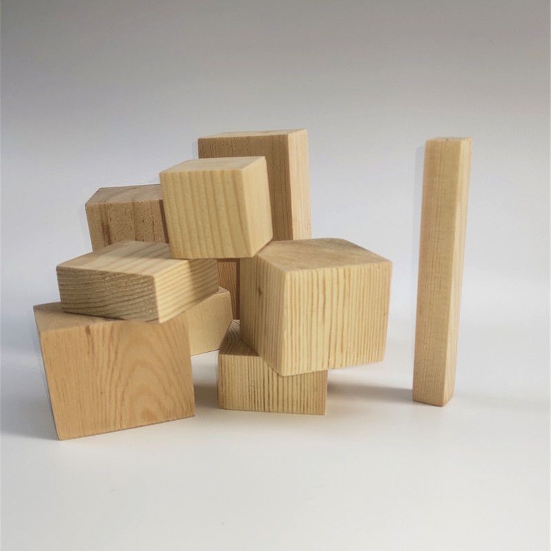 Wood Block Raw Wood Pine Wood Square Solid Wood Small Scrap Pieces Spacer Wooden Block Raw Wood Strip Dropshipping Wholesale Yisai