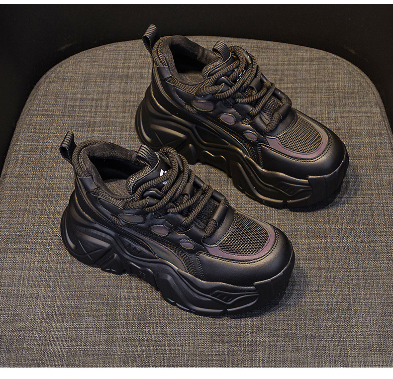 Giày sneaker nữ đế xuồng tăng chiều cao, dáng chunky đế dày thoáng khí, phối màu đa dạng — M2516-2 đen trong suốt lưới, M2516 kaki một lớp bên trong, M2516-1 trắng be lót nhung, M2516-1 màu đen lót nhung chi tiết 50