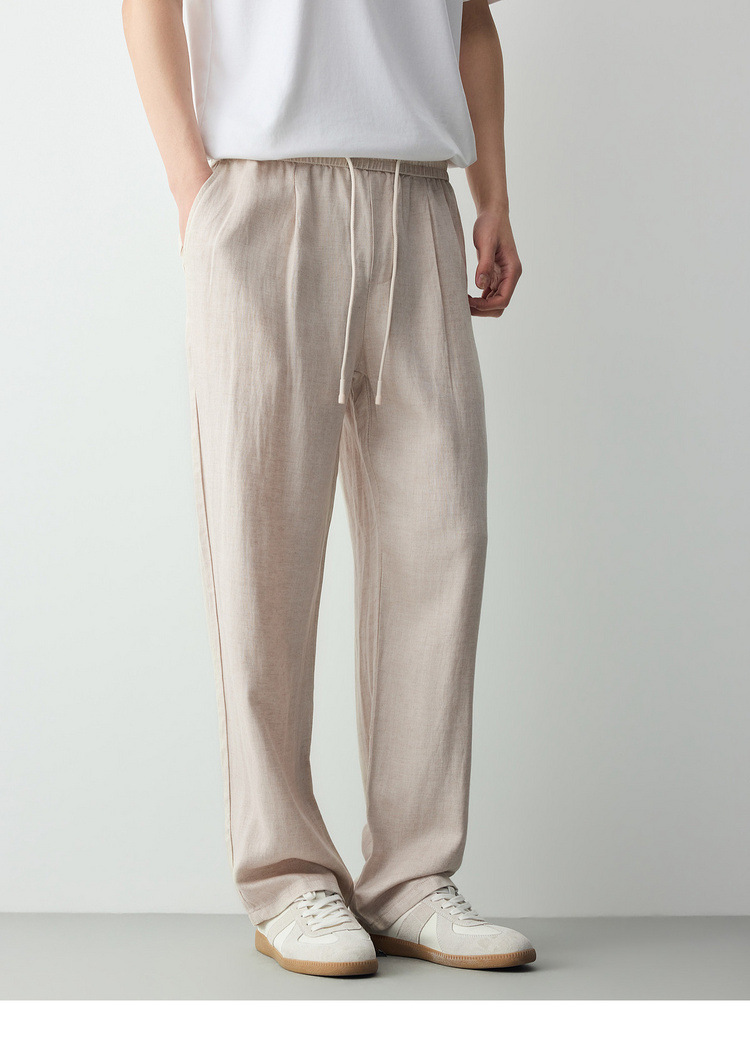 Quần kaki nam công sở chất liệu linen phối sợi Lyocell — đen chi tiết 13