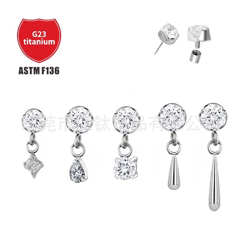 Pointed titanium steel lip stud product view