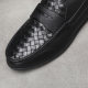 Doug Shoes Men's New Breathable Genuine Leather Soft Sole Slip-on Lazy Man Shoes Top Layer Cowhide Woven Men's Business Casual