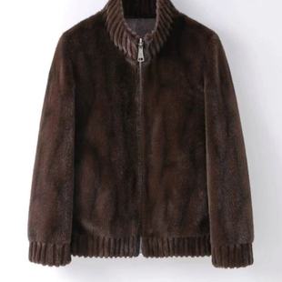 Amber Pattern Zipper Reversible Men's Mink Jacket 2025 Winter Fashion New Fur Integrated Warm Stand Collar Jacket