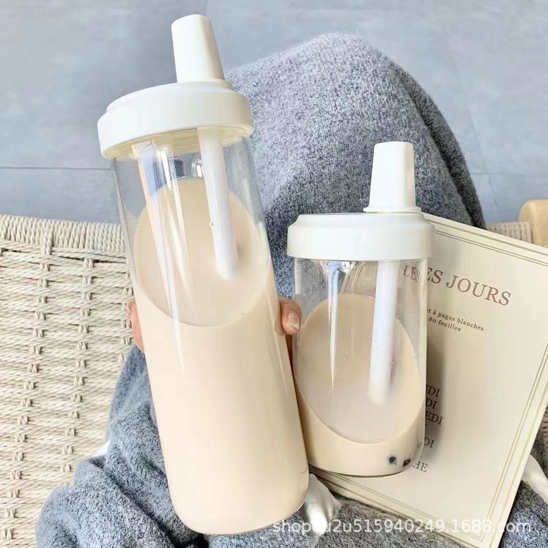 ストロー付きの新しいスタイルのプラスチックカップ、パールミルクティーを吸うことができ、見栄えの良い大容量のポータブルフルーツティーカップ、ギフトロゴ付き|undefined