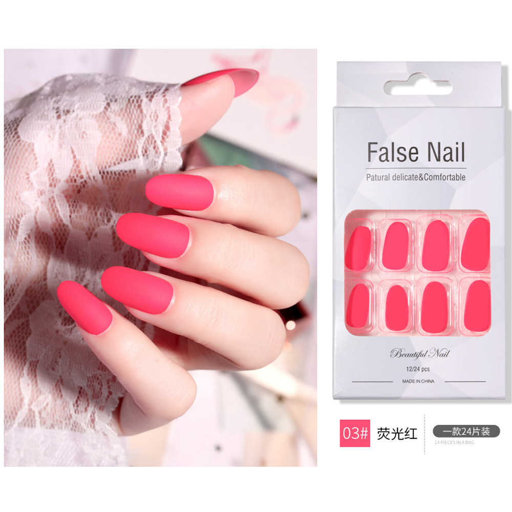 Nueva pieza de esmalte de uñas de desgaste de ballet largo luminoso transfronterizo terminado parche de uñas esmerilado pegamento jalea pieza de uñas falsas