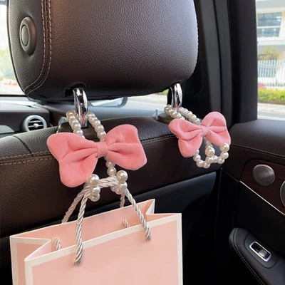 hook car front seat: Other Automotive Interior Supplies - 2-pink-bow-pearl-hooks