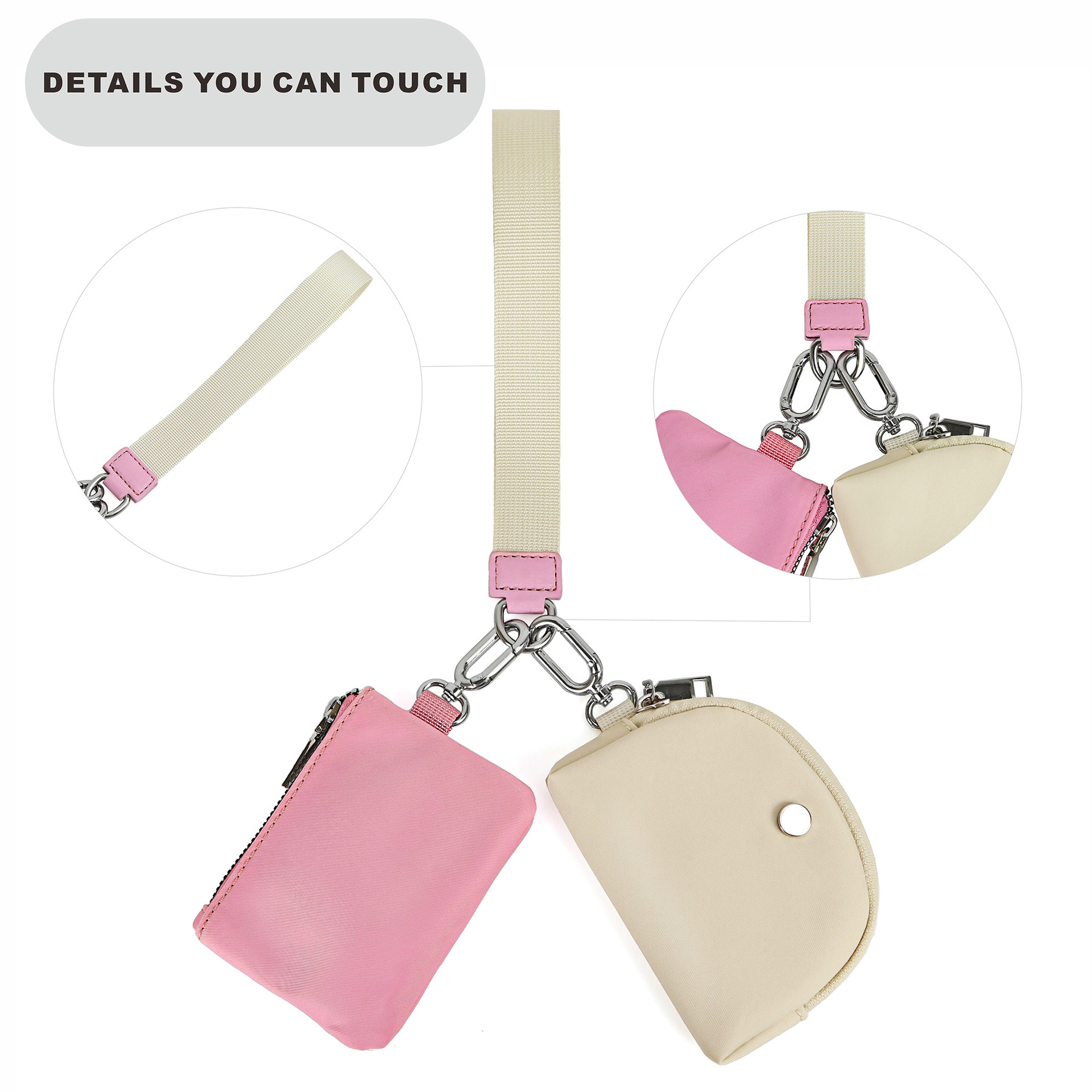 82g Weight Polyester Lining Material Zipper Closure Type Coin Purse Bags Type 1 Piece Quantity Daily Occasion Nylon Material Solid Color Pattern All Seasons Season Unisex Gender Simple Style Style Semicircle Shape Pink + White Black Black Gray Nylon Solid Color Semicircle Clutches 16