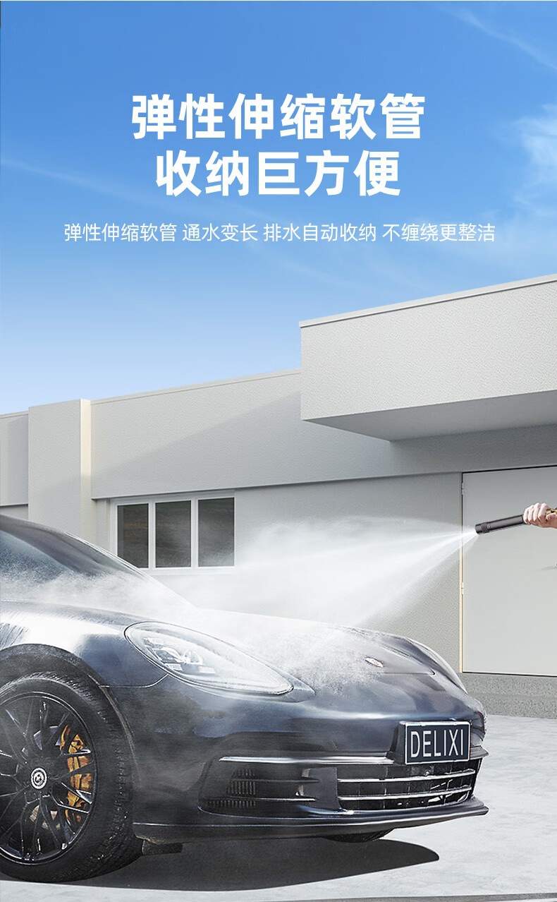 Kingjoy High-Pressure Water Gun for Car Washing, Household Use with Nozzle, Hose for Washing, Watering, Garden, and Landscape
