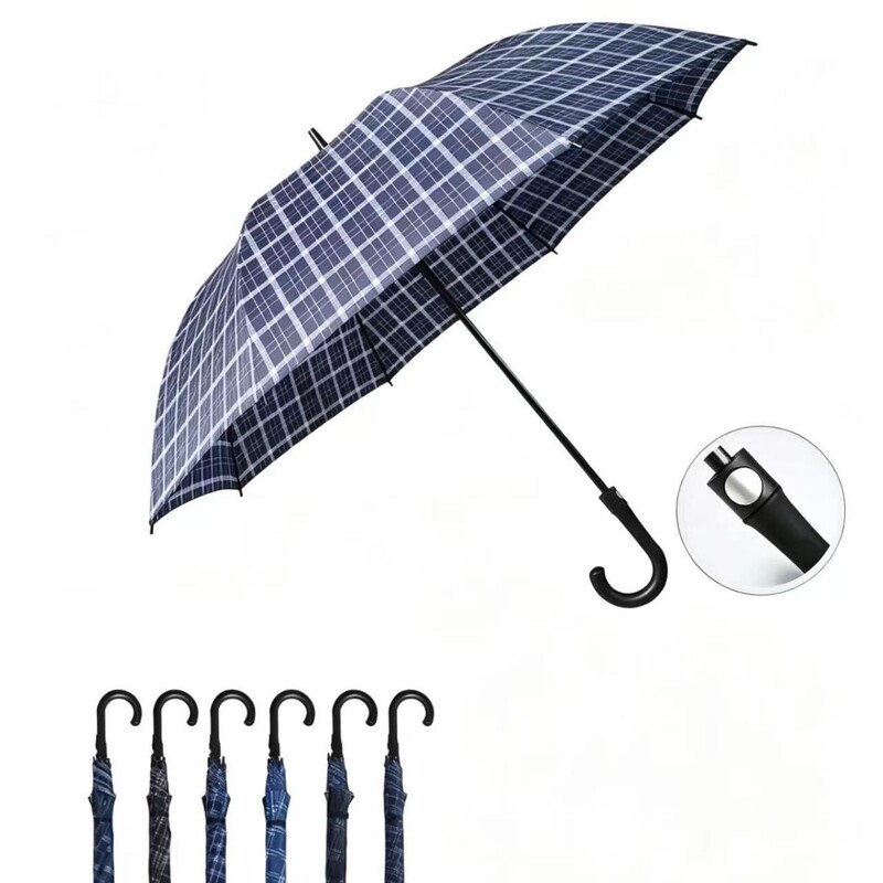 Good luck classic plaid long handle umbrella 8 bone fiber automatic button polyester cloth extra large double umbrella