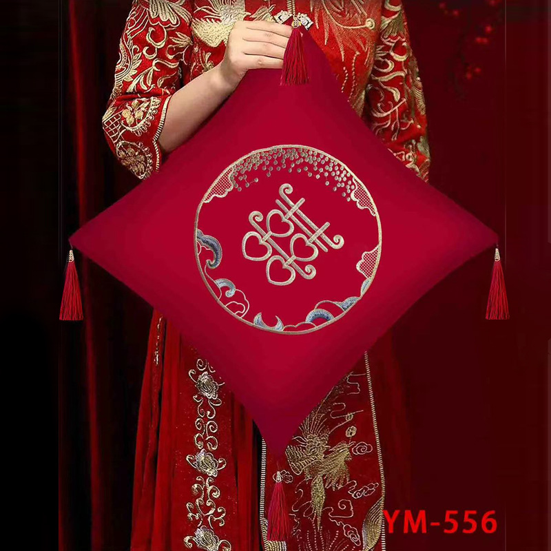 Cojín de boda, rojo festivo, símbolo de doble felicidad para recién casados, cojín para sofá, decoración para habitación nupcial, artículos para bodas chinas, símbolo de doble felicidad, boda image 12