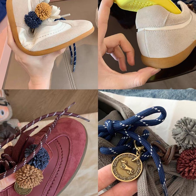 牛皮版~超火真皮撞色鞋带德训鞋女秋新款内增高休闲鞋运动阿甘鞋|undefined