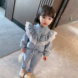 女童套装秋季2025新款儿童网红春秋牛仔小童秋天时髦休闲两件套潮