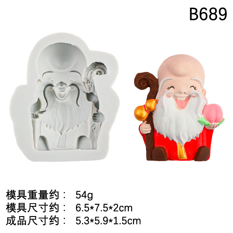 Fuzi Chocolate Molde de silicona Shou Gong Shou Po Little Man Cake Decoración de fondant Adornos de complementos Molde de herramientas para hornear