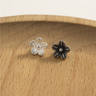 S925 Sterling Silver Button Small Flower Button Beaded Crystal Bracelet Pearl Bracelet Spacer Beads DIY Handmade Button Accessories