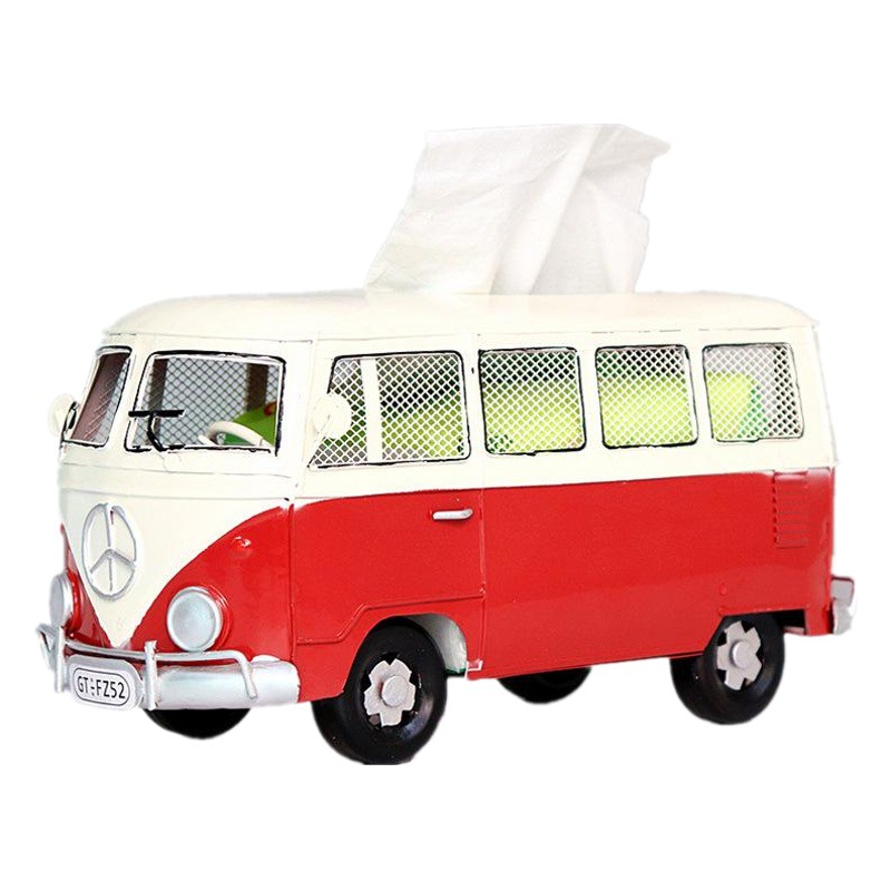 Retro hierro creativo estilo industrial autobús caja de pañuelos hogar sala de estar decoración de escritorio comedor caja de pañuelos Decoración