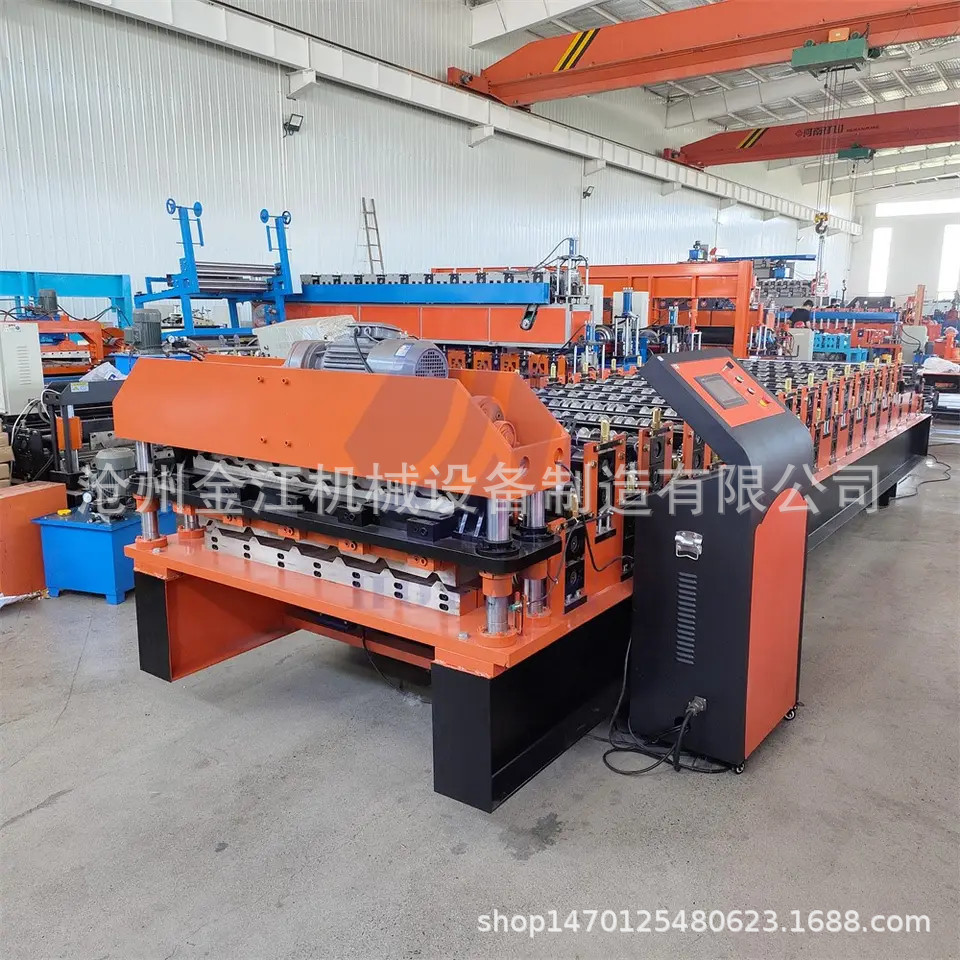 南非热销双层压瓦机 轧制金属彩钢屋面板制造机 冷弯设备