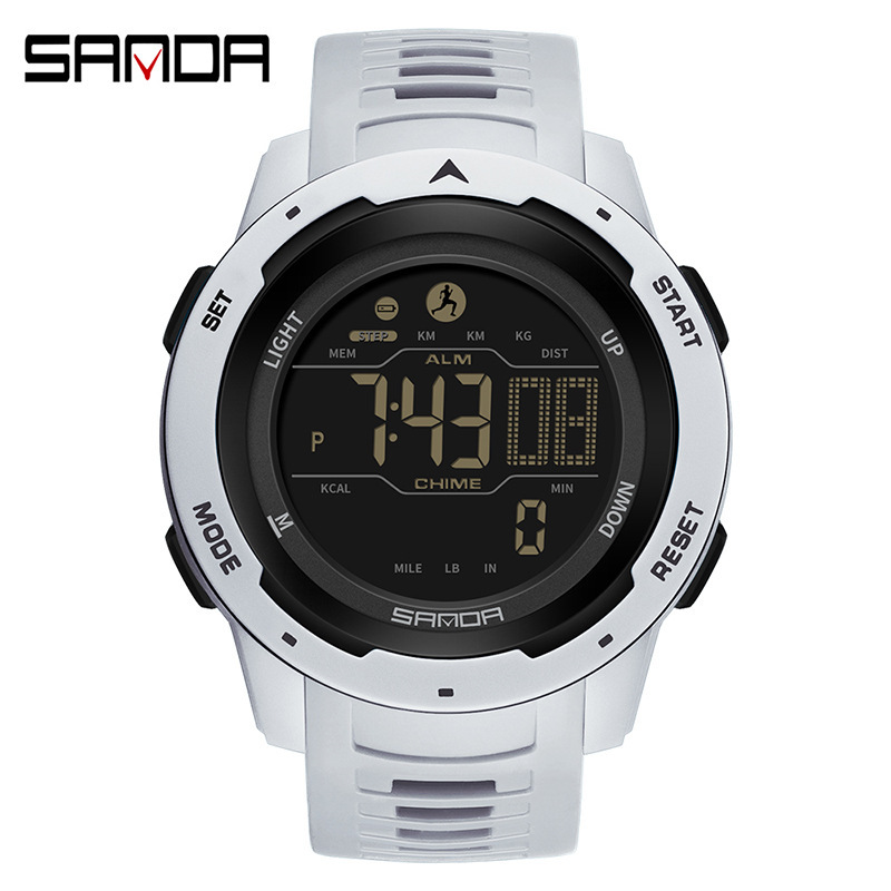 Sanda SANSDA calorías podómetro reloj despertador impermeable multifunción montañismo a prueba de golpes hombres y mujeres reloj 2145