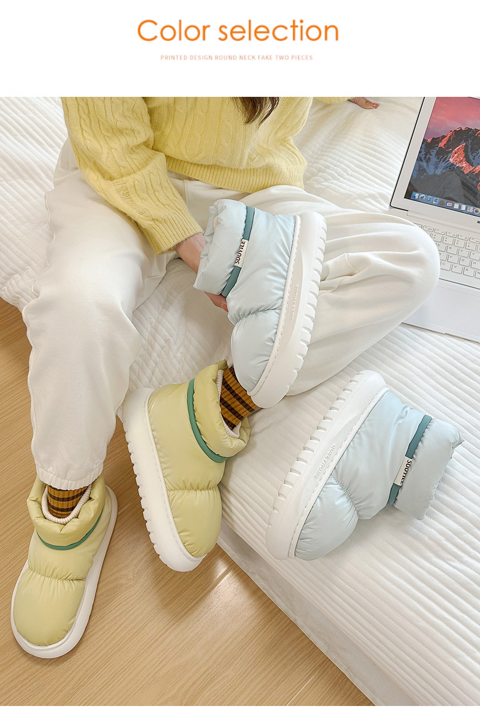 Pantofole antiscivolo leggere per interni da donna in velluto di peluche con punta chiusa regolabile per camera da letto autunnale_voghion.com