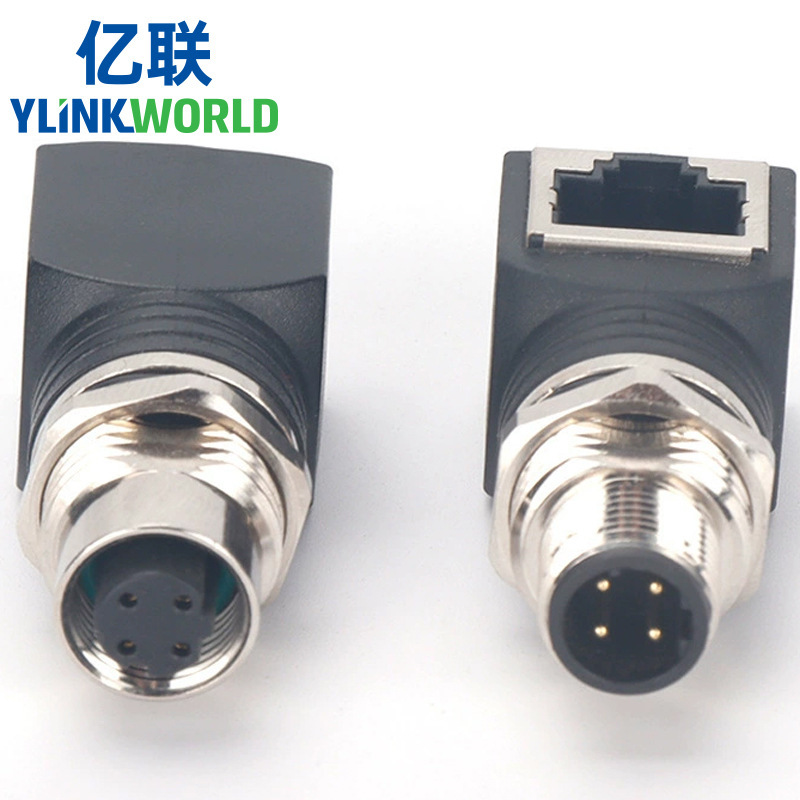 M12 to Rj45 Ethernet Extension Connector Four-Pin Eight-Pin D-Coded Male Four-Core Eight-Core Female Connector M12 to Rj45 Ethernet Extension Connector Four-Pin Eight-Pin D-Coded Male Four-Core Eight-Core Female Connector