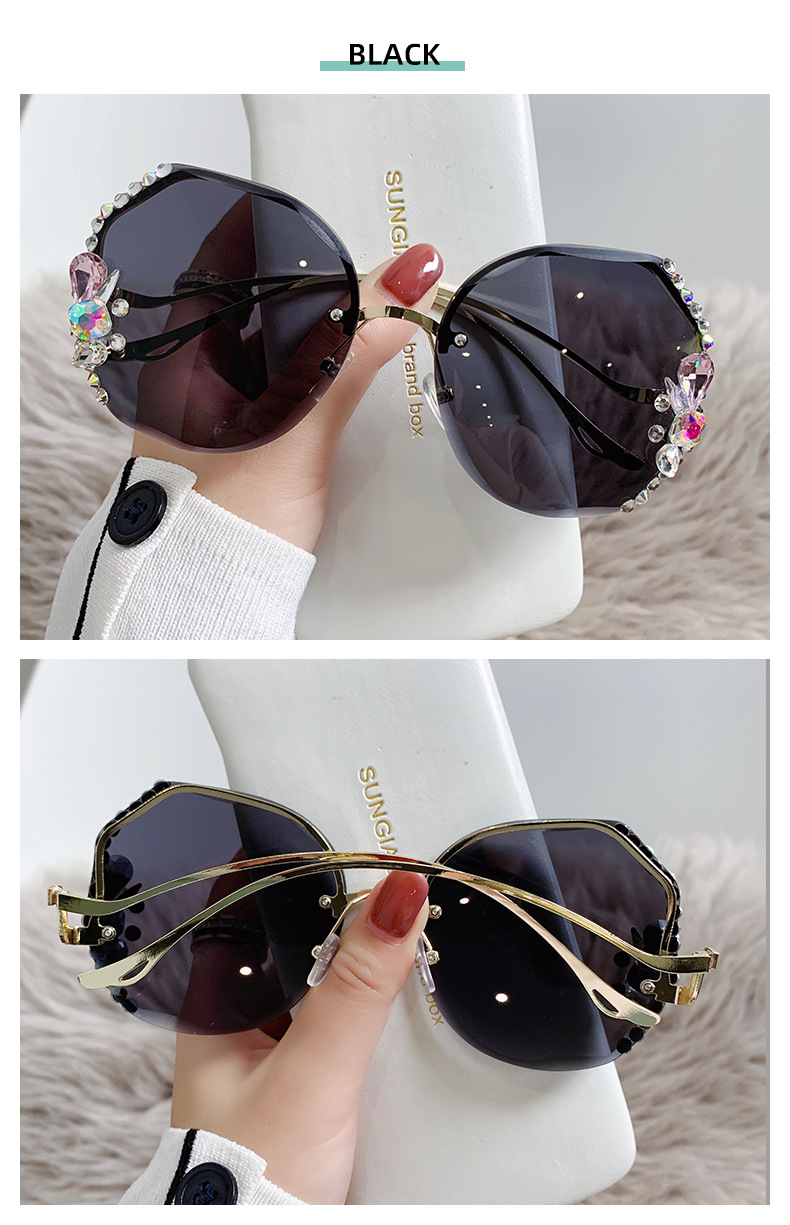 Elegant Geometric Ac Oval Frame Diamond Half Frame Women's Sunglasses display picture 8