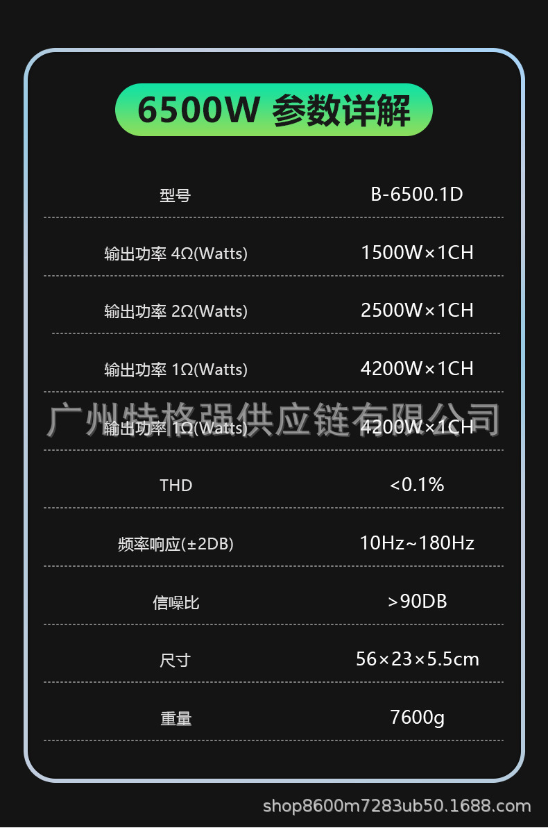 Direct sale from manufacturer: 6500W high-power car amplifier, Class D single-channel 0.5 ohm car subwoofer amplifier