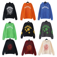 跨境批发Spder555重磅加绒连帽衫欧美潮牌潮流卫衣男女情侣款冬季